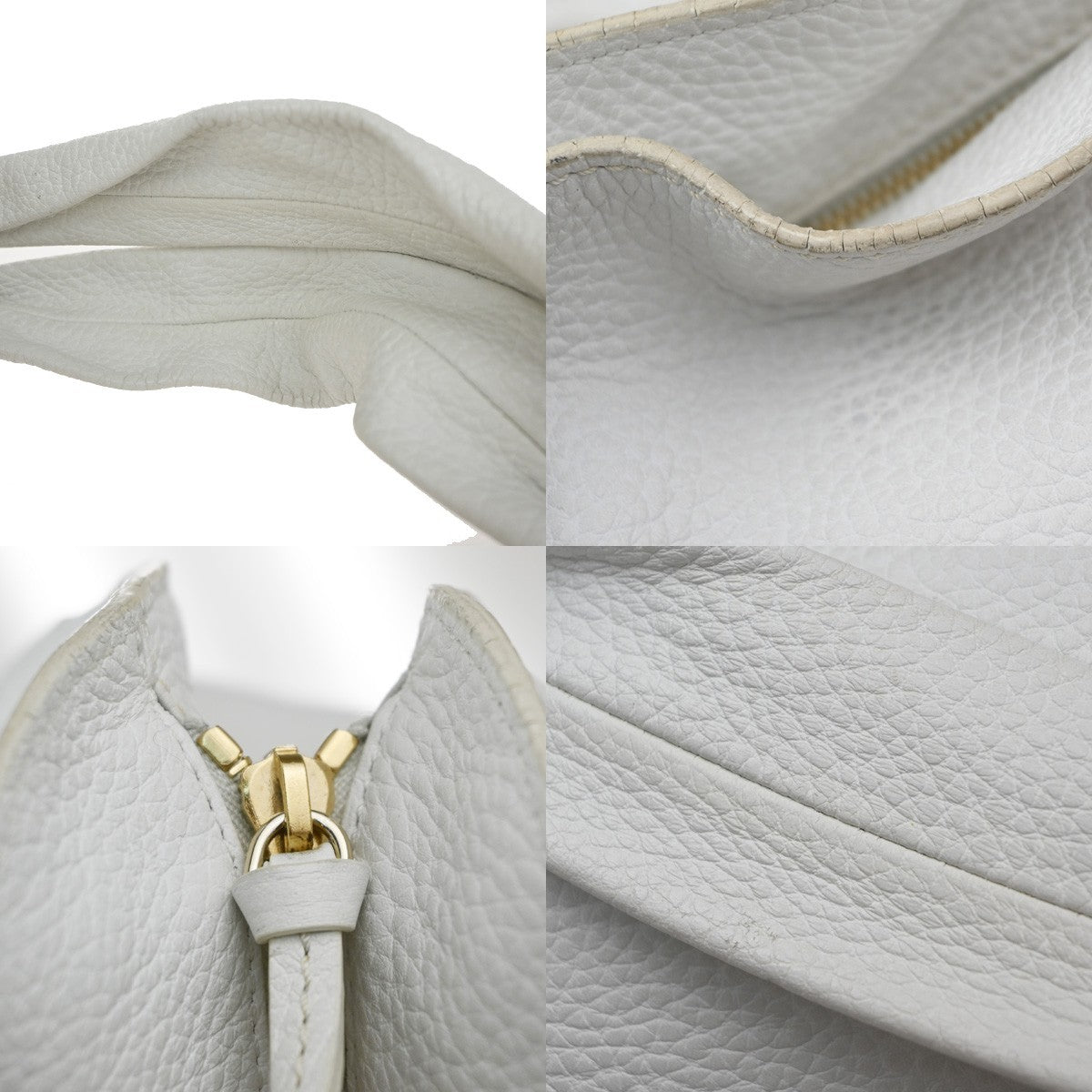 CELINE Logo Bittersweet Shoulder Hand Bag Leather White SHW Italy 32YJ135