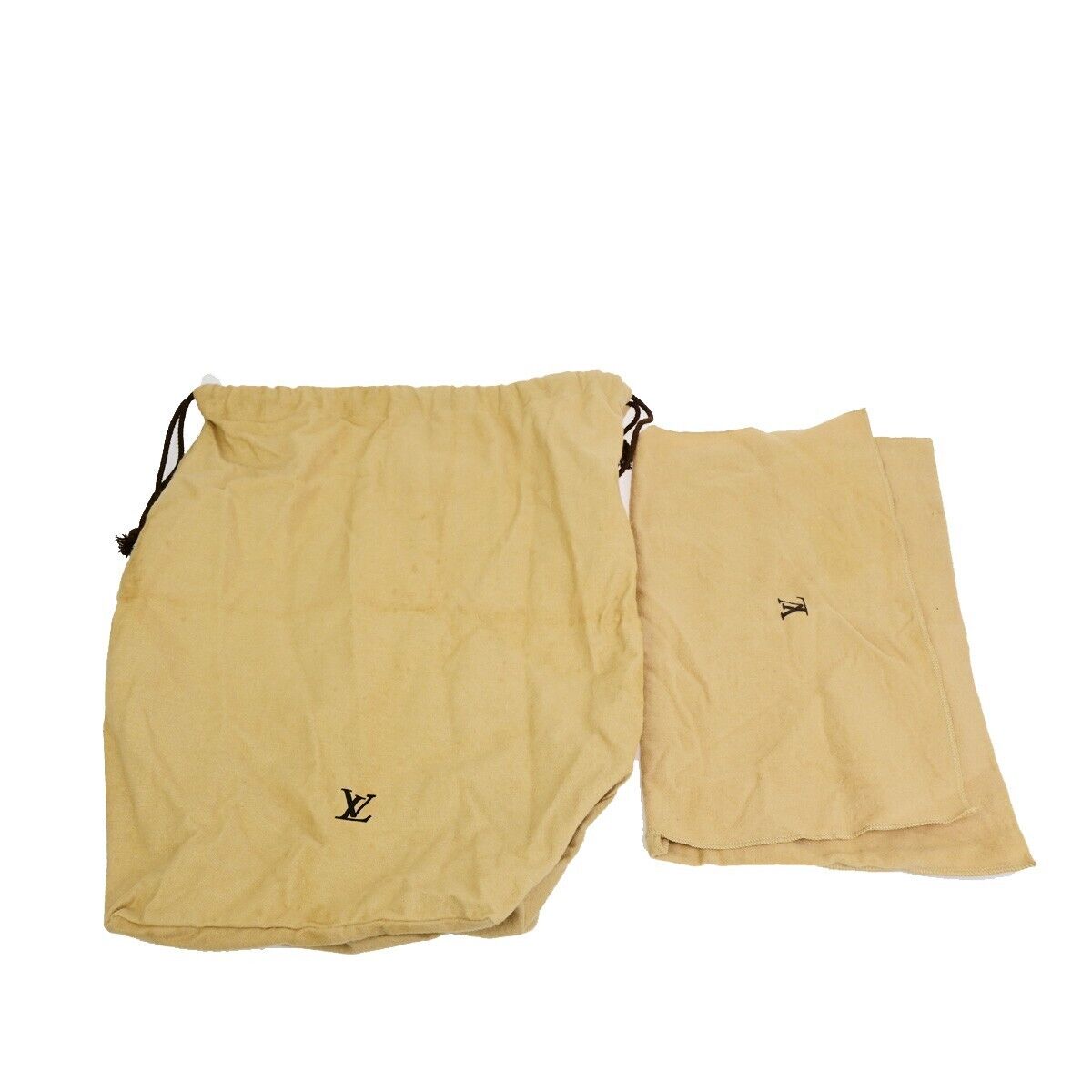 LOUIS VUITTON Logo 10 Set Dust Bag Drawstring Canvas Cotton Beige Brown 08FB355