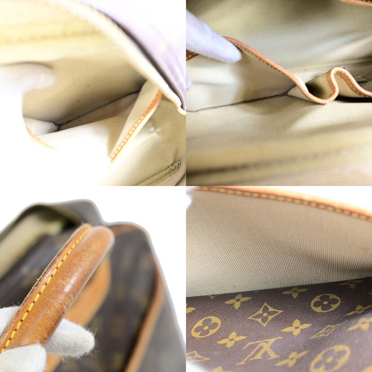 LOUIS VUITTON LV Logo Deauville Hand Bag Monogram Leather Brown M47270 32FB018