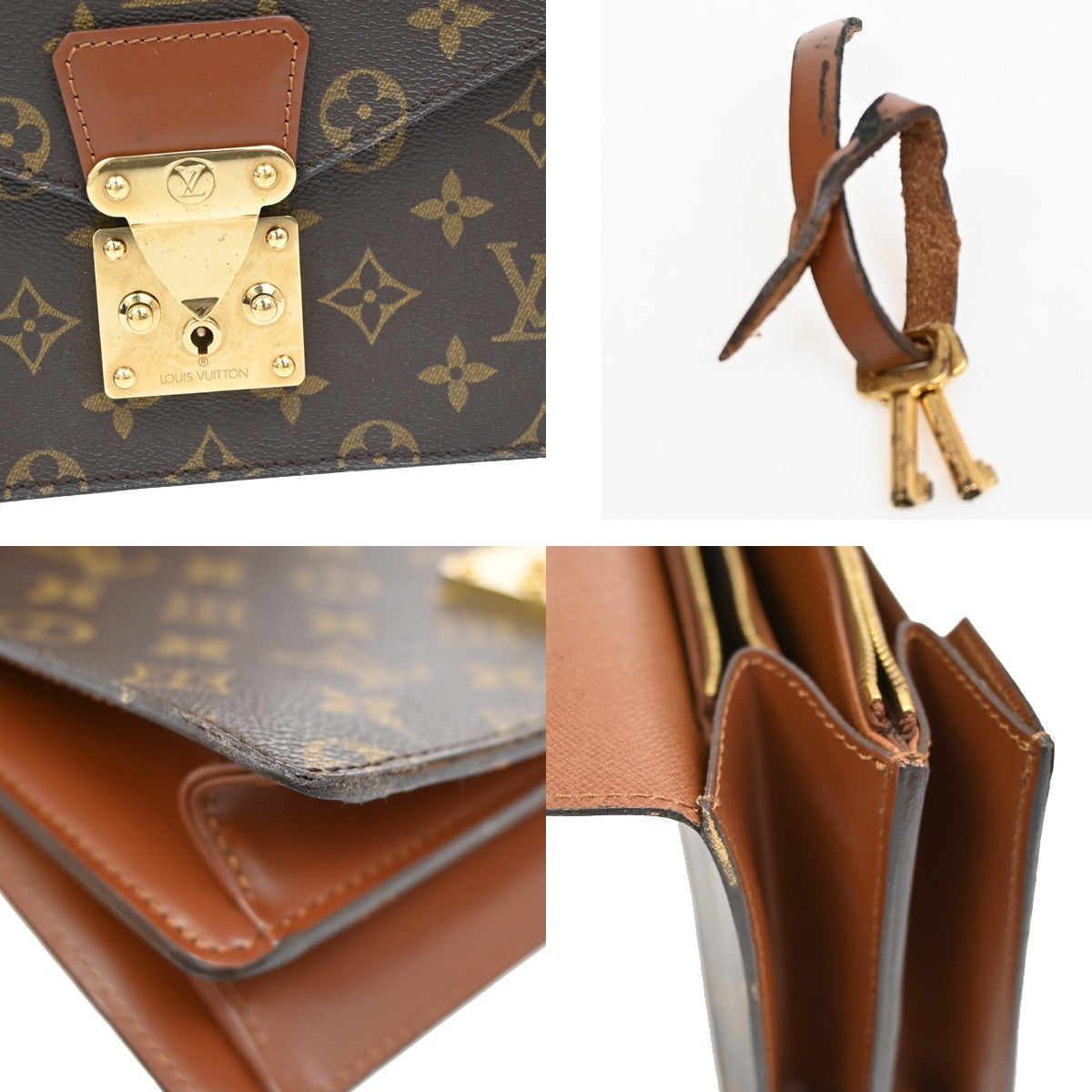 LOUIS VUITTON Concorde Hand Bag Monogram Leather Brown France M51190 70DA219