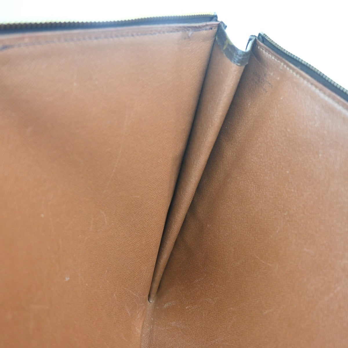 LOUIS VUITTON Poche Documents Clutch Bag Monogram Leather Brown France 87MA465