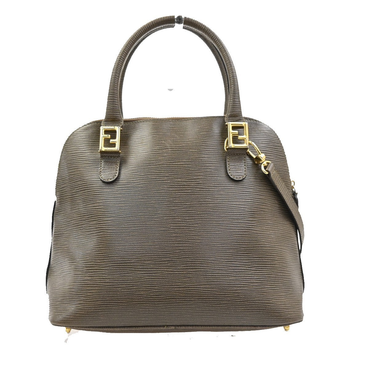 FENDI FF Logo 2way Shoulder Hand Bag Leather Brown GHW Italy 36KD108