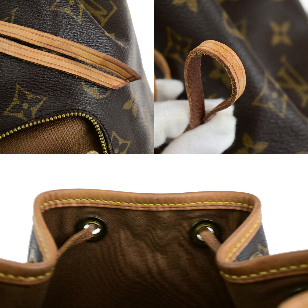 LOUIS VUITTON Montsouris MM Backpack Bag Monogram Leather Brown M51136 12YG779