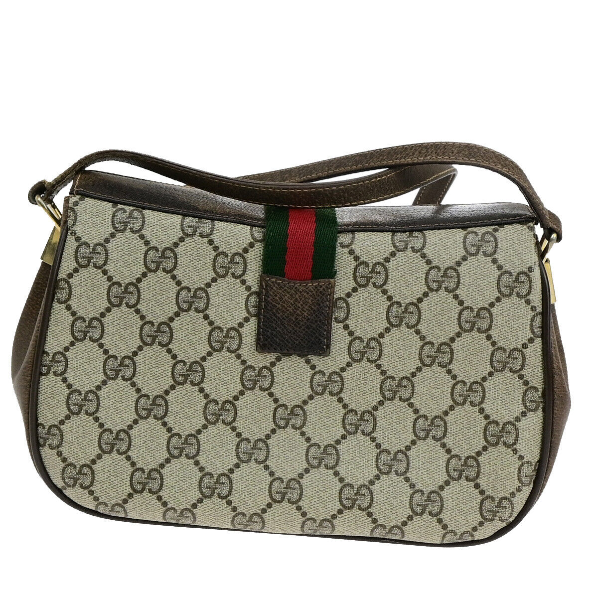 GUCCI Logo Sherry GG Pattern Shoulder Bag PVC Leather Brown Italy 67YF251