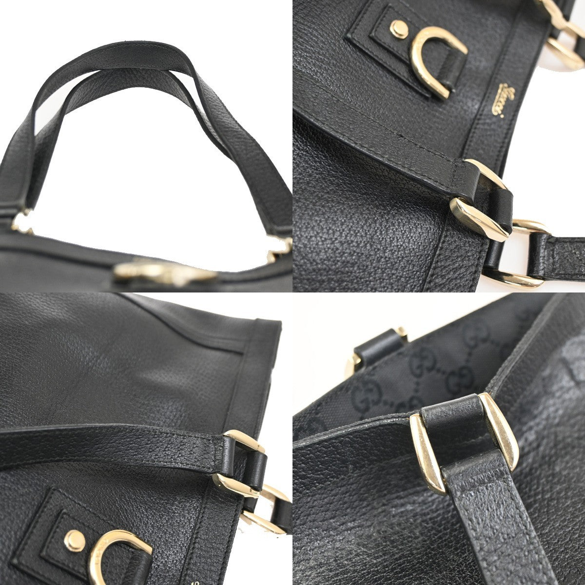 GUCCI GG Pattern Abbey D-ring Shoulder Teto Bag Leather Black Italy GHW 32KC926