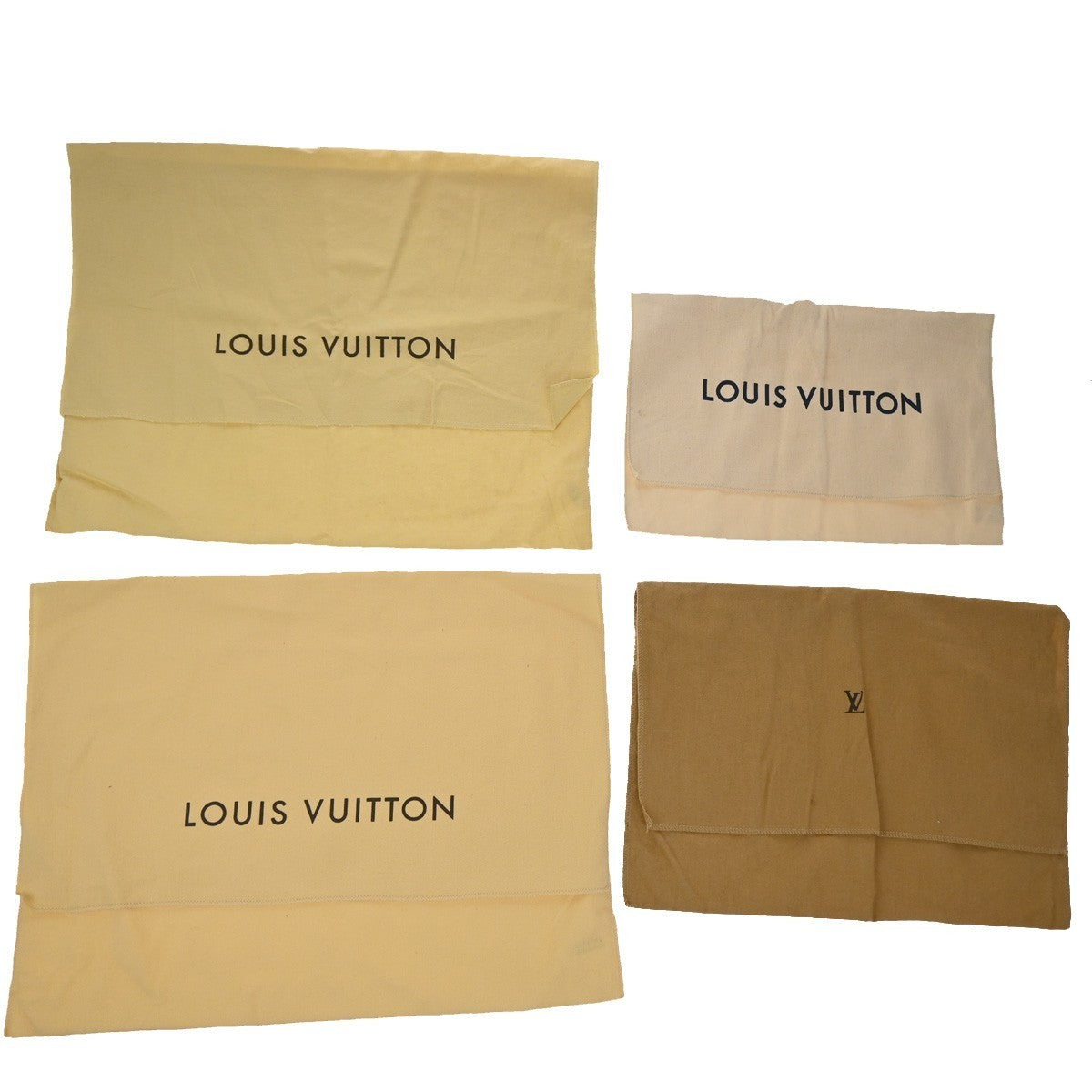 LOUIS VUITTON Logo 10 Set Dust Bag Drawstring Canvas Cotton Beige Brown 01KP252