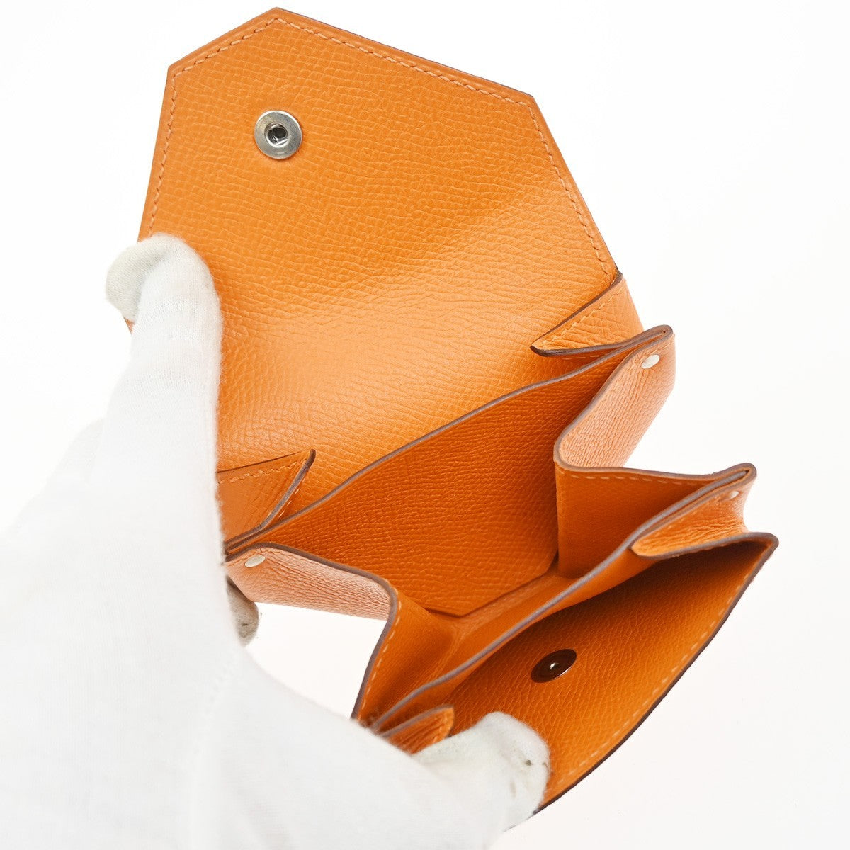 HERMES Logo Le Vingt Quatre Coin Case Epsom leather Orange France 30MA588