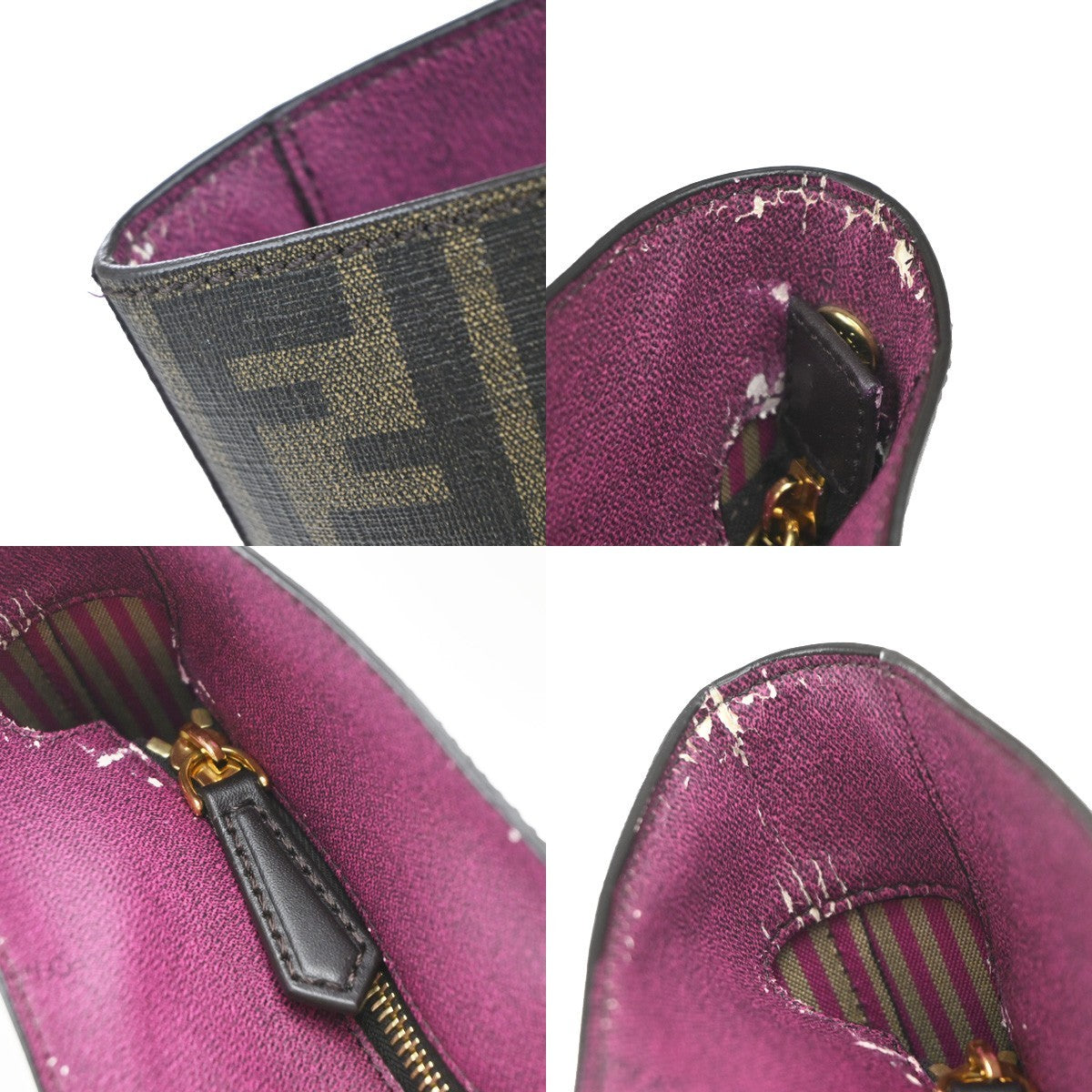 FENDI Logo Zucca Shoulder Hand Tote Bag PVC Leather Brown GHW Italy 89EG325
