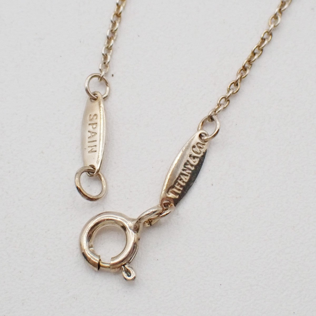 TIFFANY & CO. Logo Open Heart 16mm Chain Necklace Silver AG925 02EG156