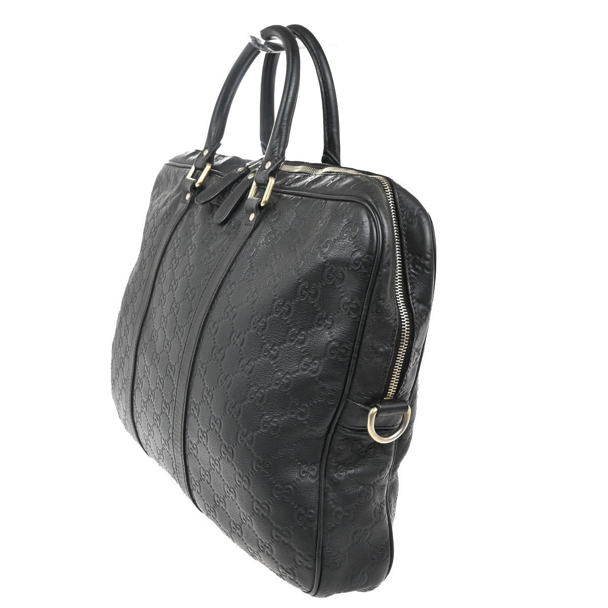 GUCCI GG Logo Guccissima Hand Bag Embossed Leather Brown GHW Italy 36ZA199