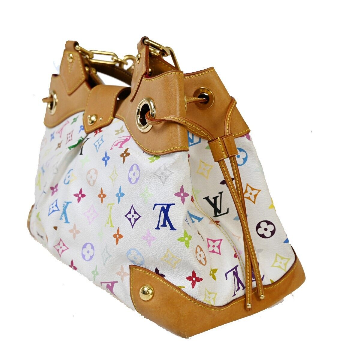 LOUIS VUITTON Ursula Chain Hand Bag Monogram Multi Leather White M40123 57EA904