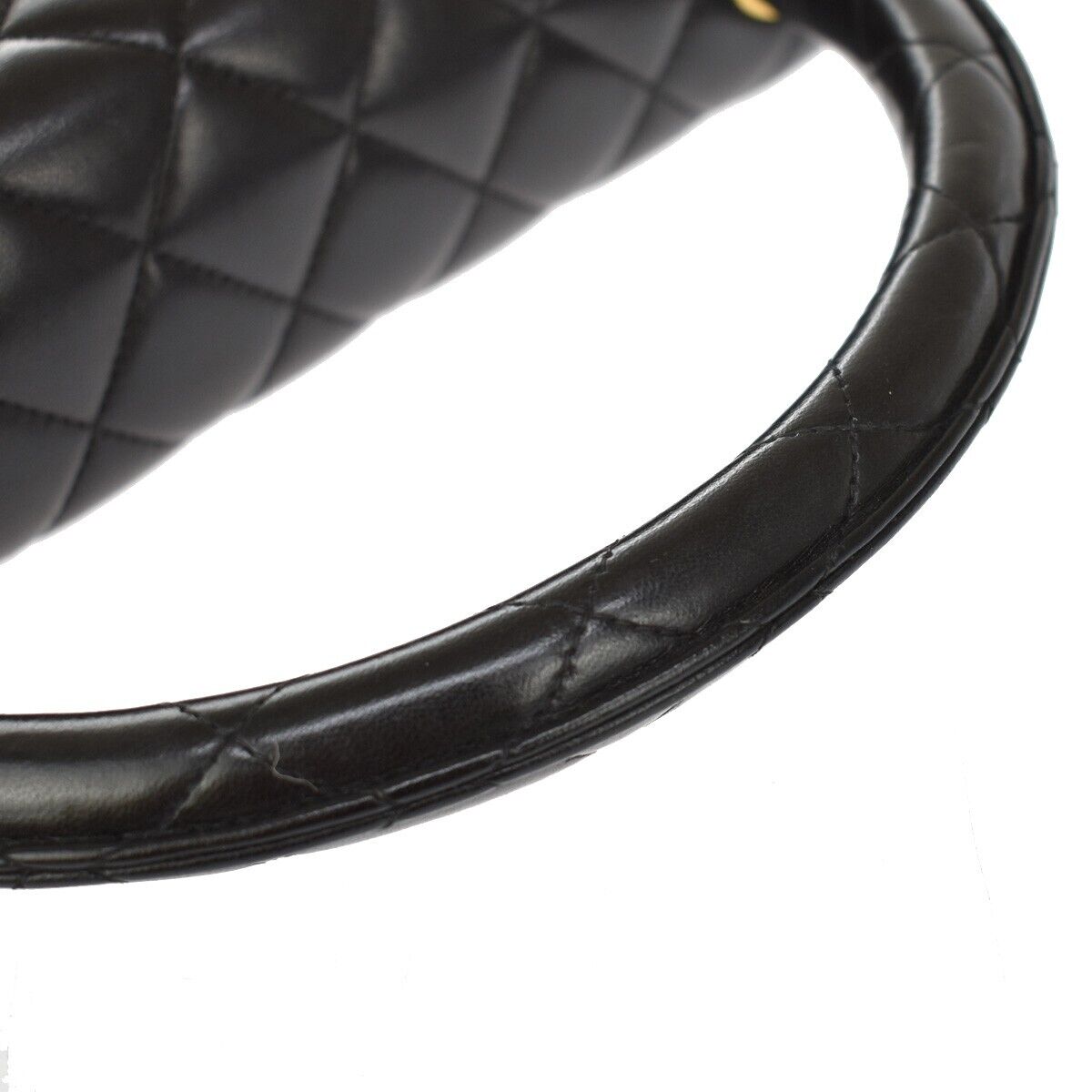 CHANEL CC Matelasse 25 Hand Bag Leather Black Gold France Vintage 759LC173