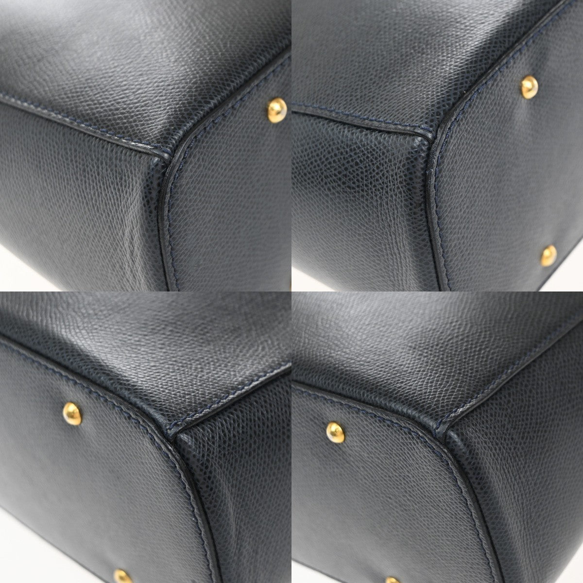 CELINE Logo 2way Shoulder Hand Bag Leather Blue Italy 76RF735