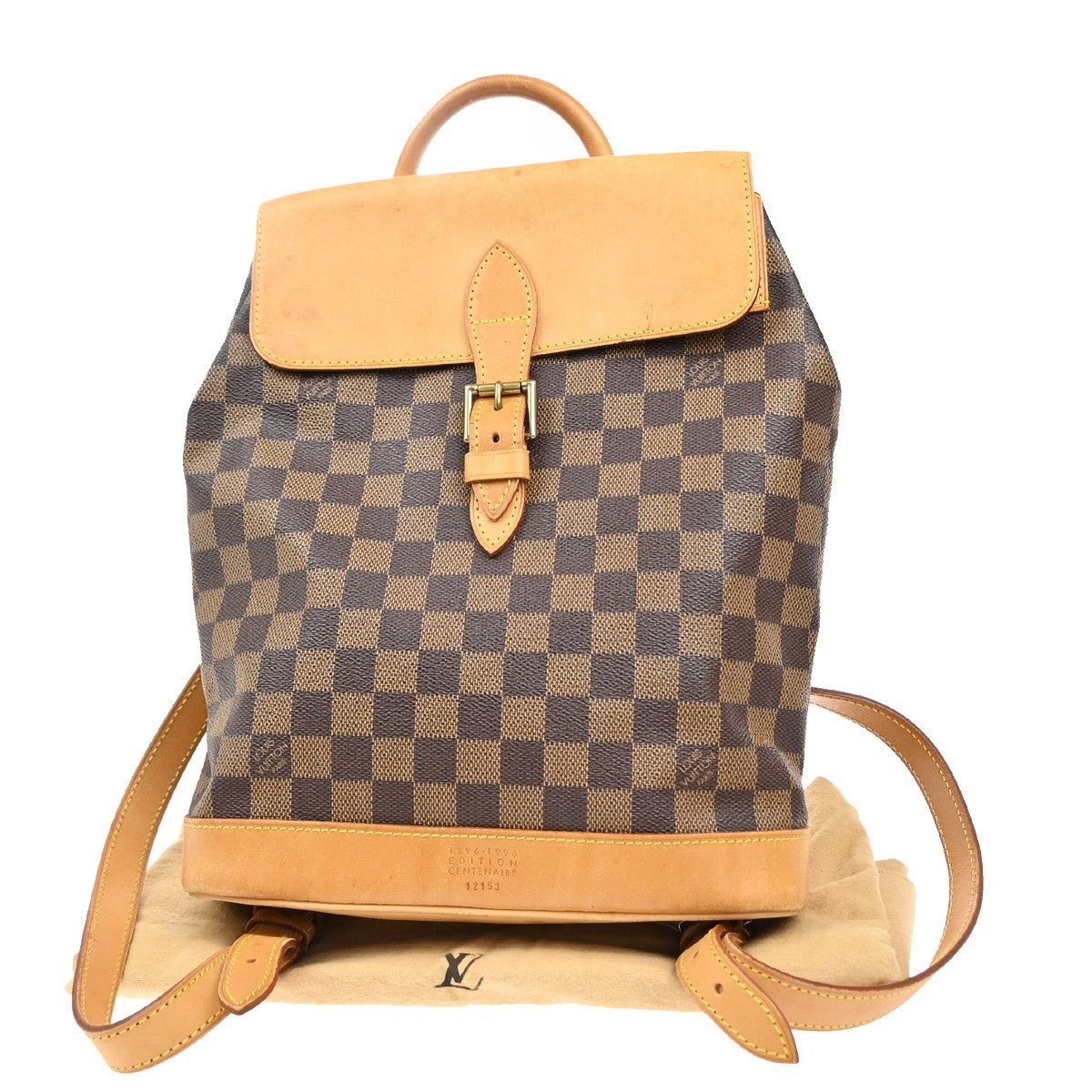 LOUIS VUITTON Logo Arlequin Backpack Bag Damier Ebene Brown N99038 50KB386