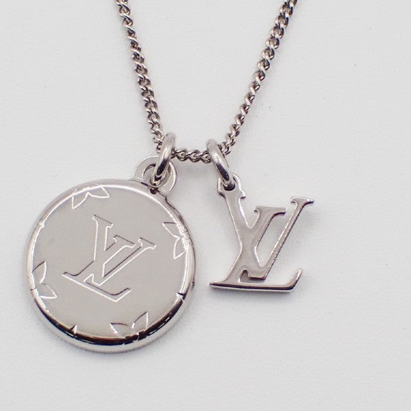 LOUIS VUITTON  Logo Ring Pendant Long Necklace Monogram SHW Italy M62485 34MA183