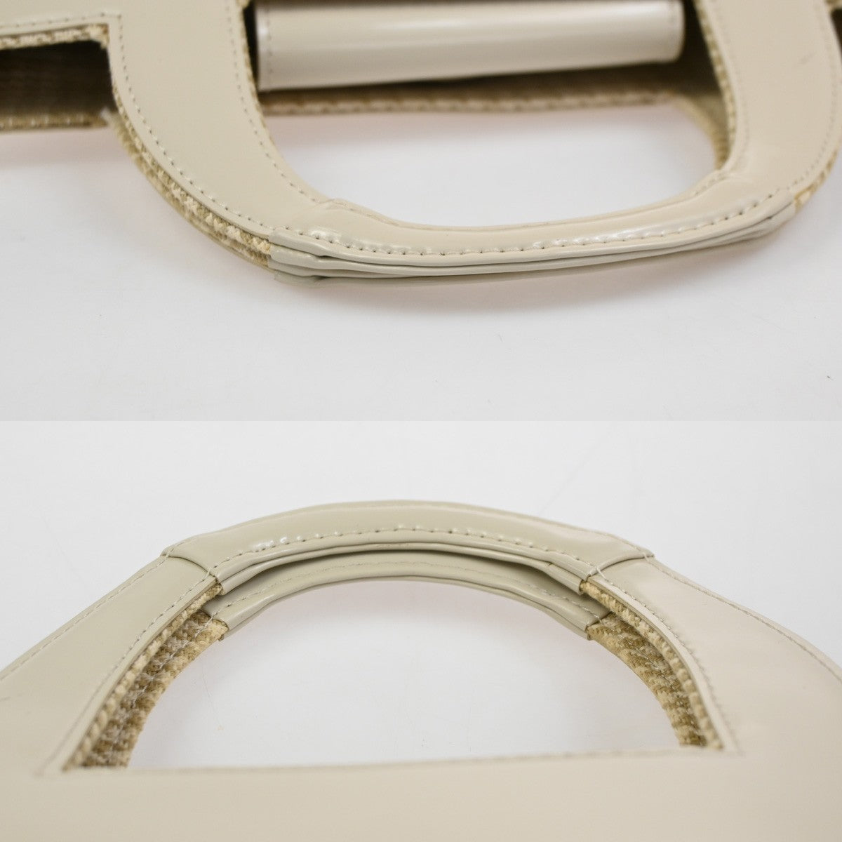 BALENCIAGA Logo Women Mini Hand Bag Patent Leather White Ivory 02ZA250