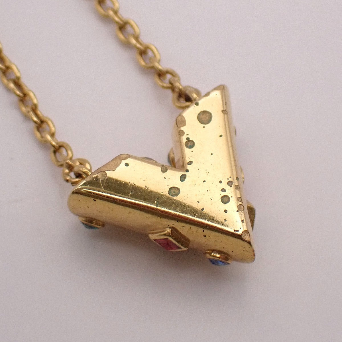 LOUIS VUITTON Essential V Planet Necklace Rhinestone GHW M68920 37EG281