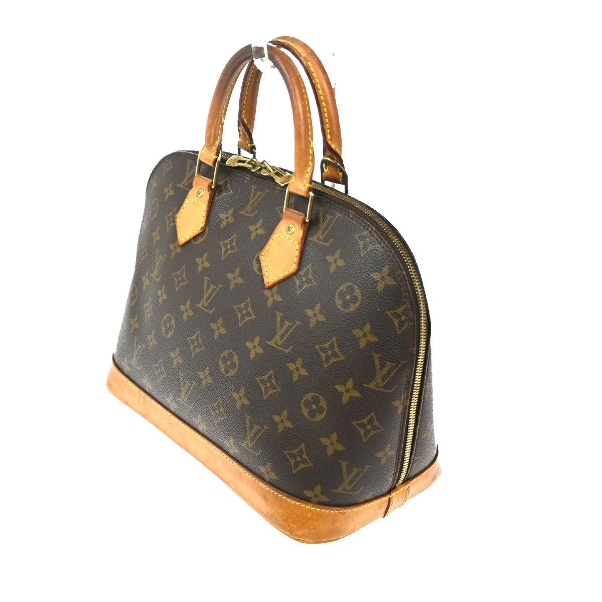 LOUIS VUITTON LV Logo Alma Hand Bag Monogram Leather Brown France M51130 88TA543