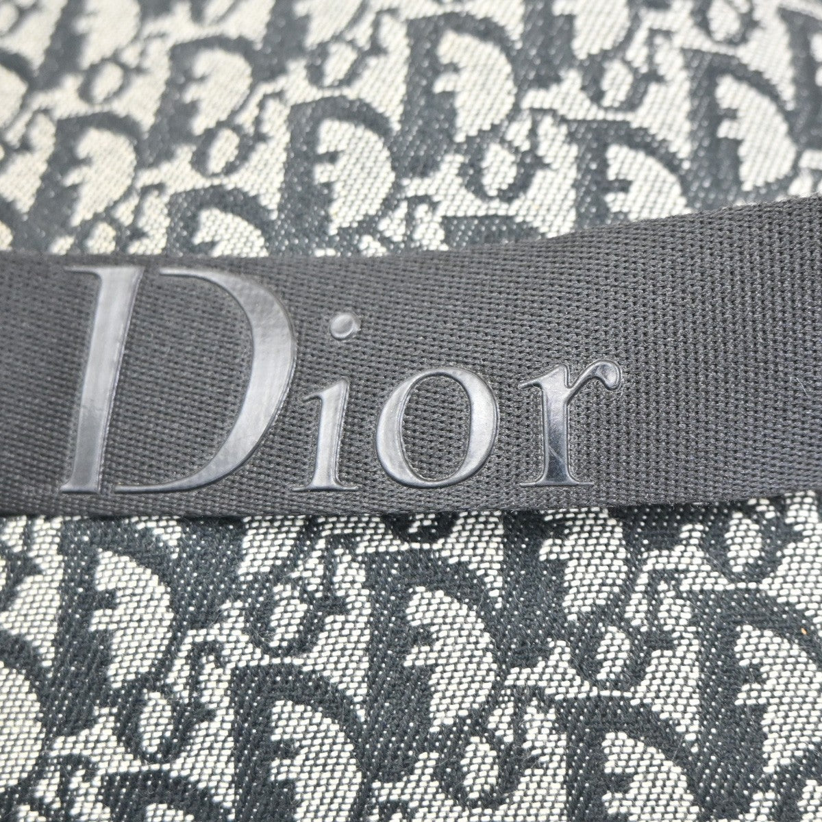 CHRISTIAN DIOR Logo Trotter Pattern shoulder Bag Canvas Leather Black 75CB030