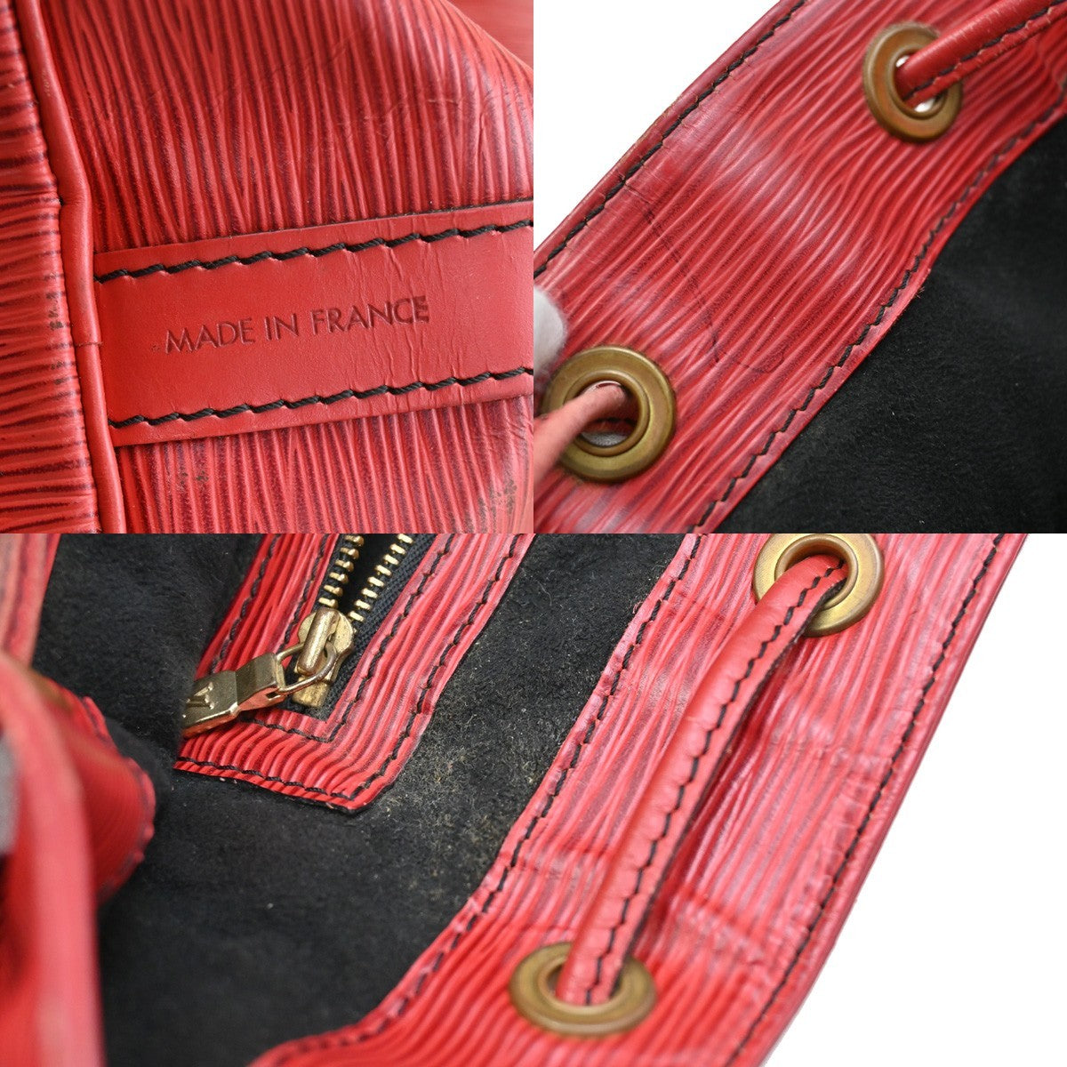 LOUIS VUITTON Petit Noe Drawstring Shoulder Bag Epi Leather Red M44107 37EF884