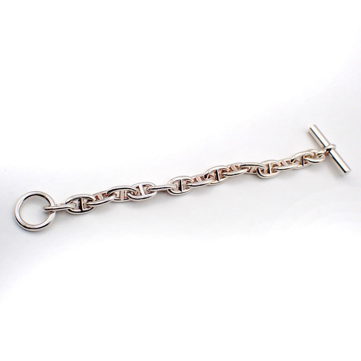 HERMES Logo Chaine D'ancre MM Chain Bracelet  14 Link Silver Ag925 385LC608