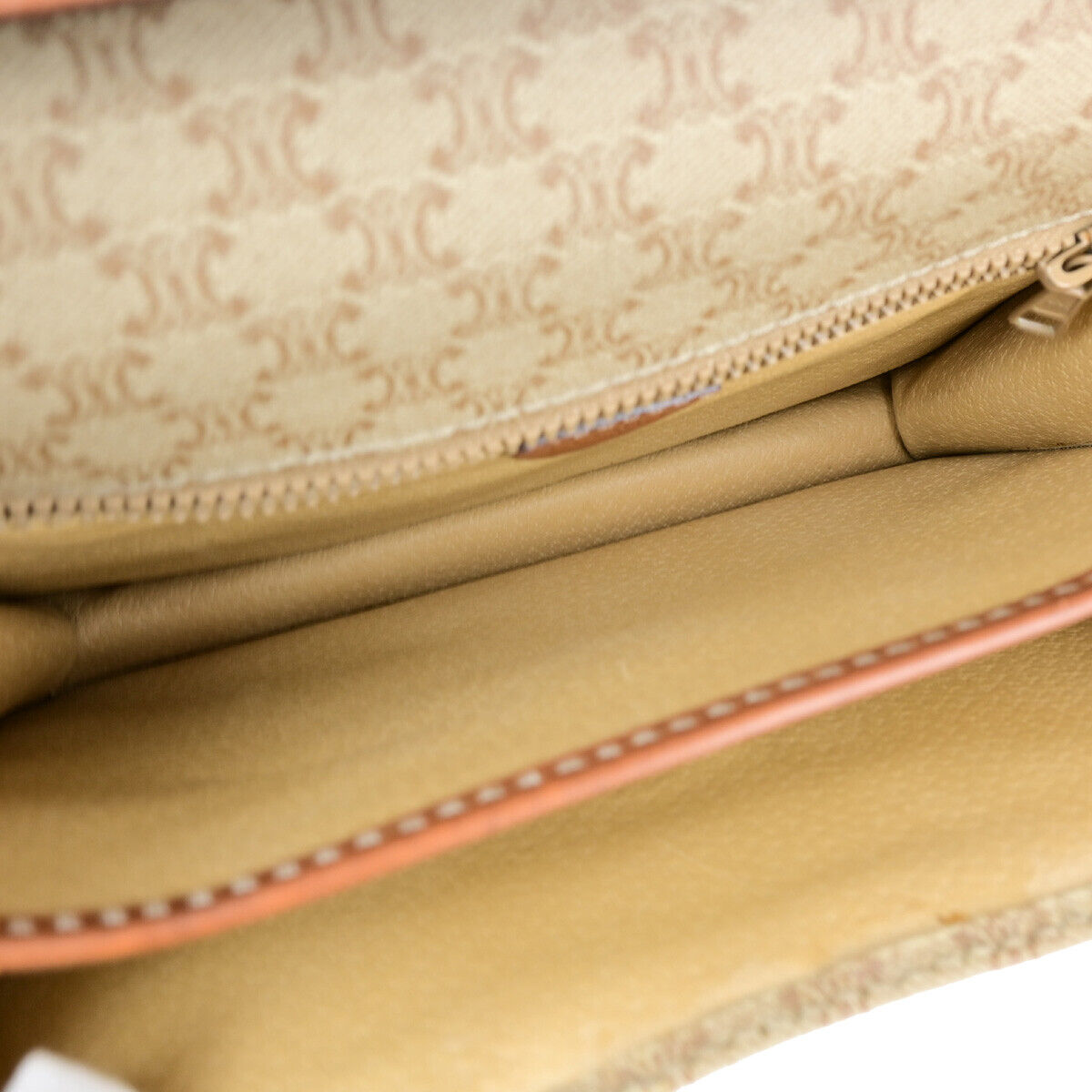 CELINE Logo Macadam Pattern Shoulder Bag PVC Leather Brown Beige GHW 33YF563