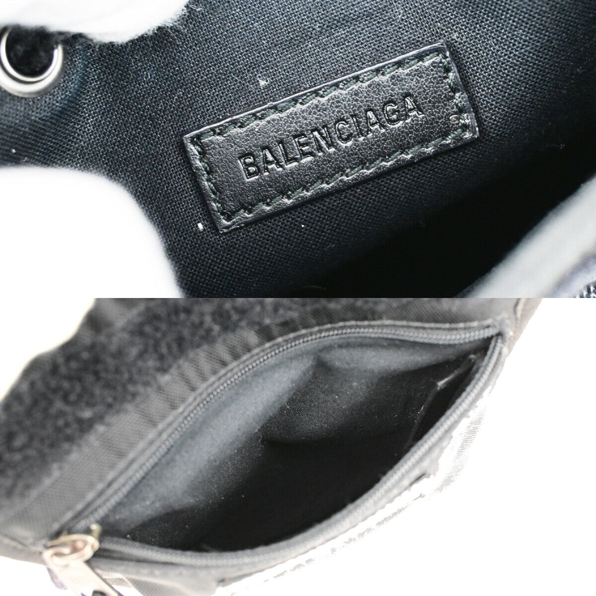 BALENCIAGA Logo Mini Shoulder Bag Nylon Leather Black Italy 62YG742