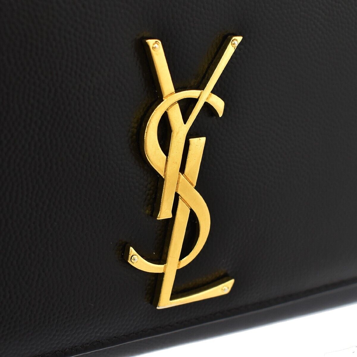 SAINT LAURENT YSL Logo Kate Medium Chain Shoulder Bag Leather Black GHW 689RH460