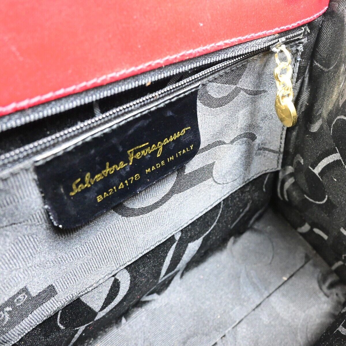 SALVATORE FERRAGAMO Logo Vara 2Way Shoulder Hand Bag Canvas Leather Red 30FA618