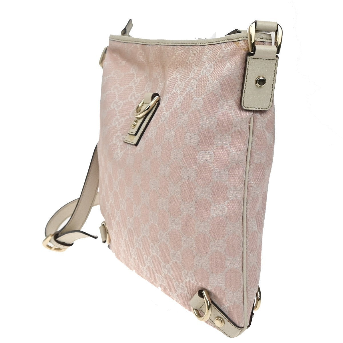 GUCCI Abbey GG Pattern Crossbody Shoulder Bag Canvas Leather Pink Italy 67YJ159