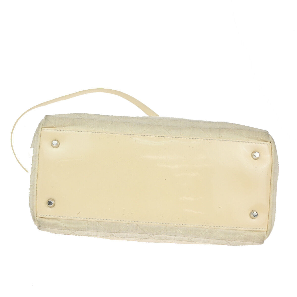 CHRISTIAN DIOR Lady Cannage 2Way Hand Bag Nylon Patent Leather Ivory SHW 81YG576