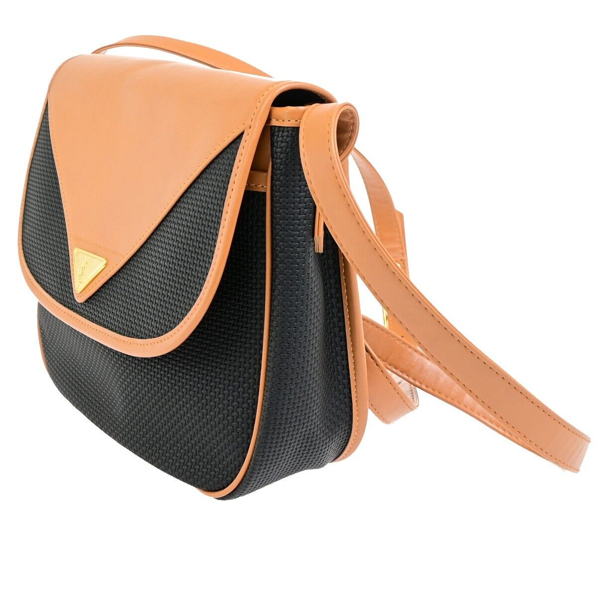 YVES SAINT LAURENT YSL Logo Crossbody Shoulder Bag PVC Leather Brown BK 60FB372