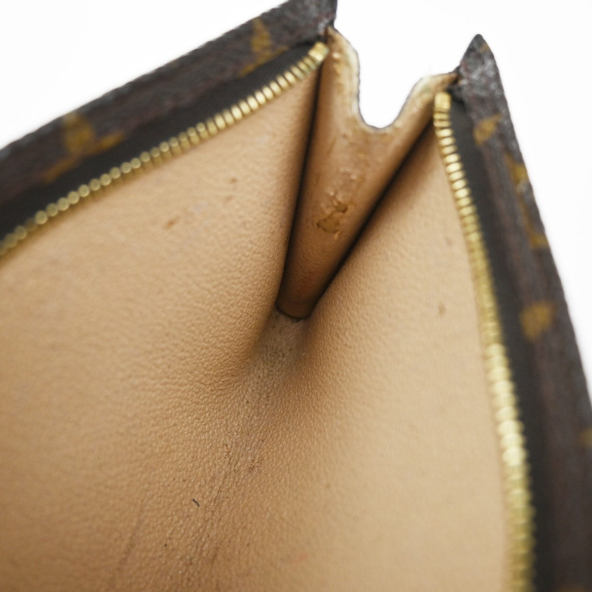 LOUIS VUITTON Logo Bucket PM Pouch Bag Monogram Leather Brown France 60KP176