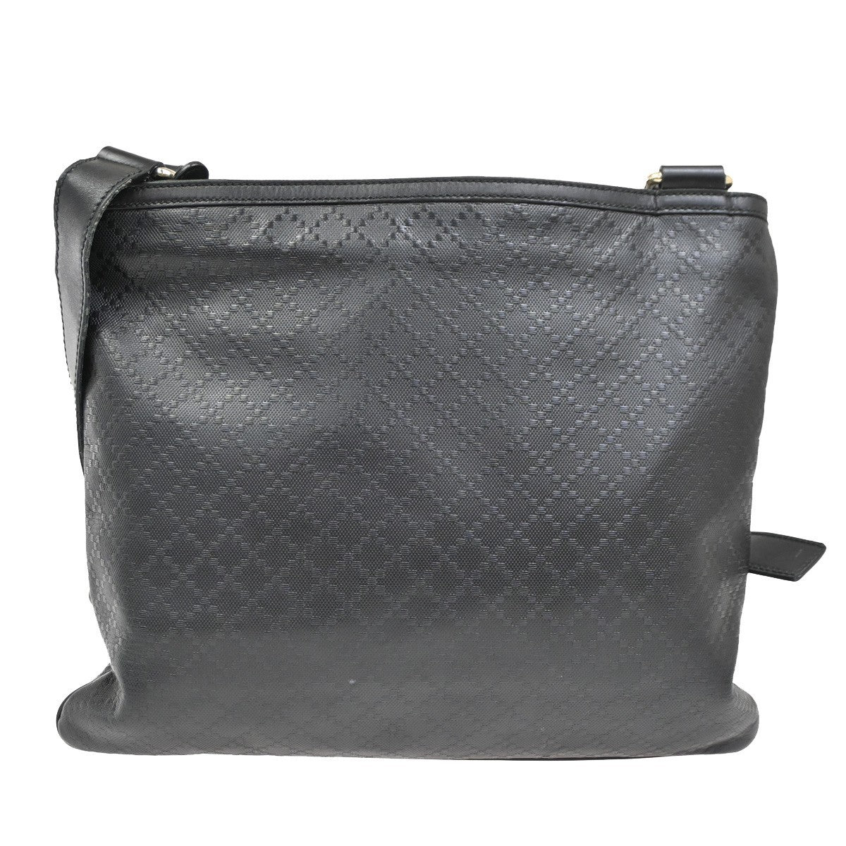 GUCCI Logo Imprime Messenger Bag Coated Canvas Leather Black SHW Italy 34DA255
