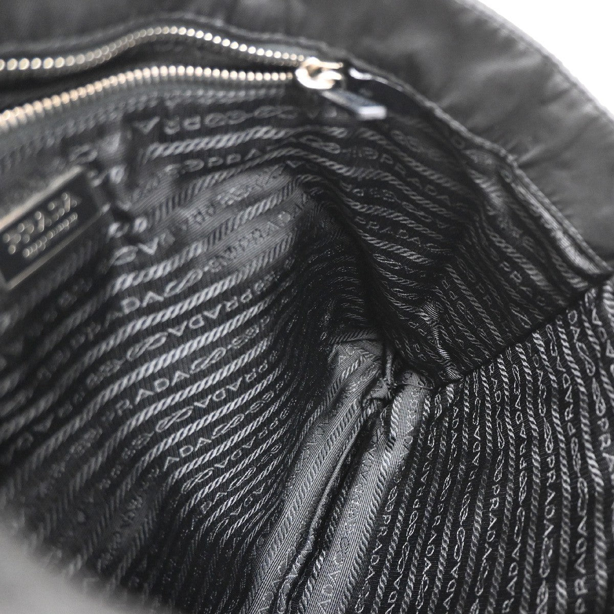 PRADA MILANO Logo Tessuto Shoulder Tote Bag Nylon Leather Black Nero 80KB461
