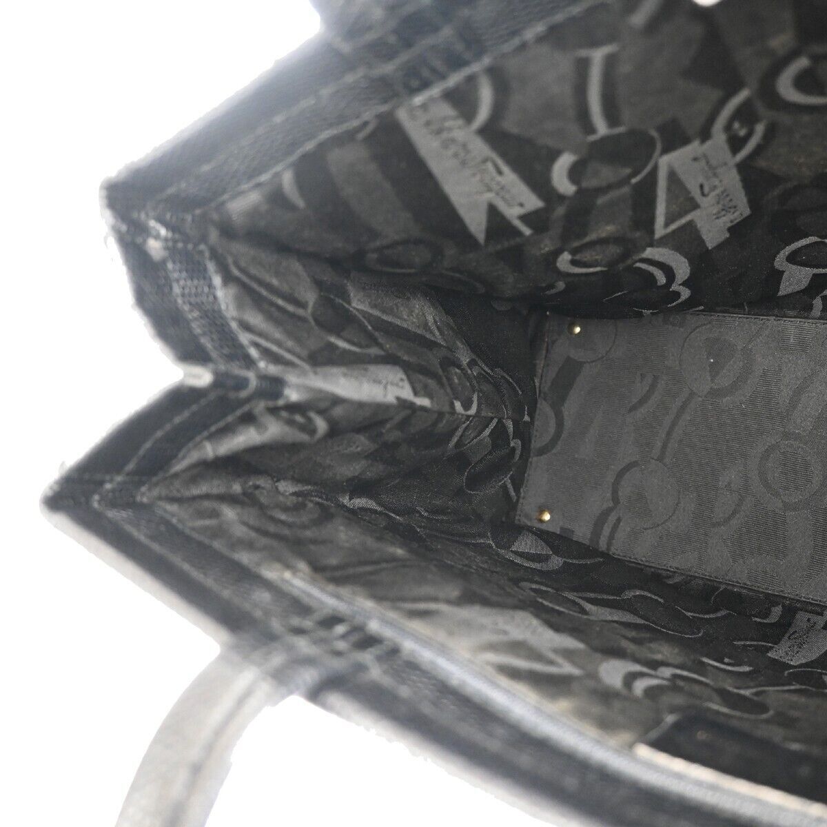 SALVATORE FERRAGAMO Vara Shoulder Tote Bag Embossing Leather Black Italy 02GA132