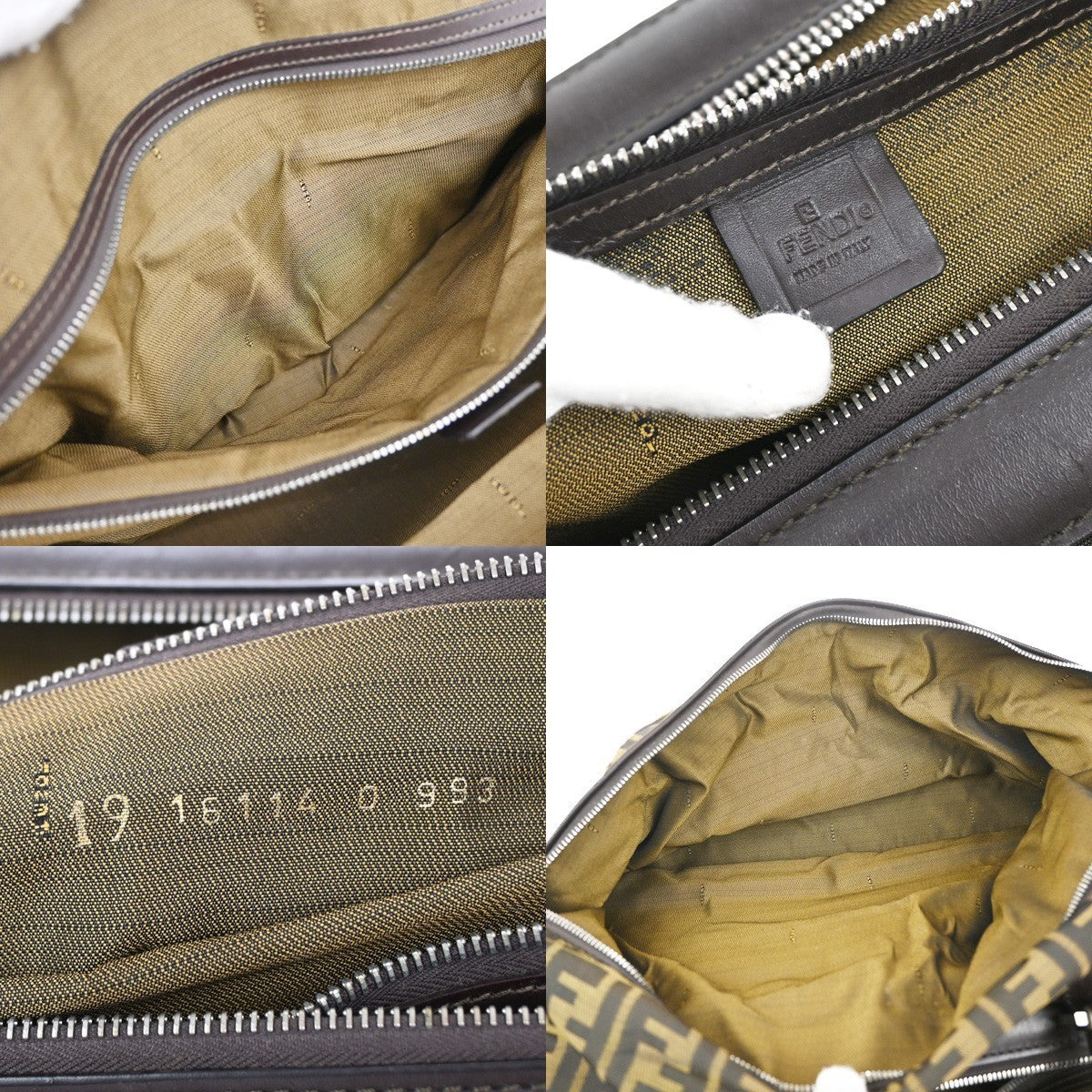 FENDI Zucca Rolling Duffel Bag Trolley Case Canvas Leather Brown SHW 70KB650