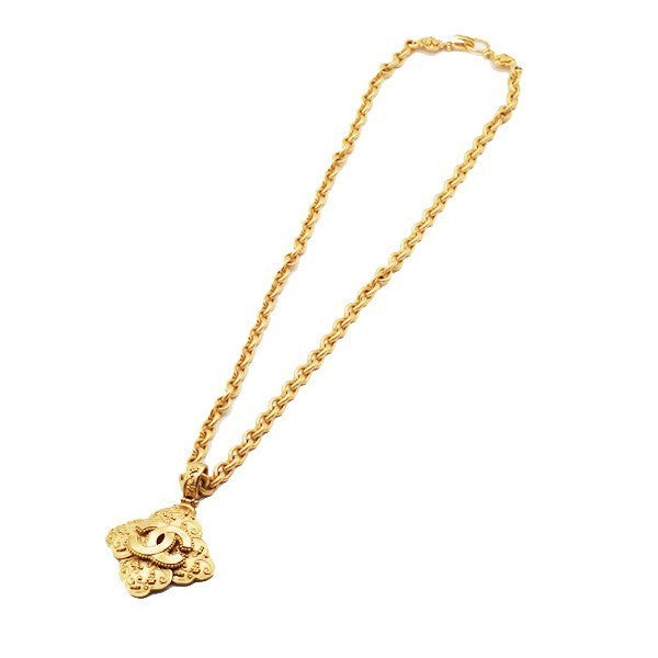 CHANEL CC Logos Chain Long Necklace Pendant 96A  Gold France Vintage 41RL486