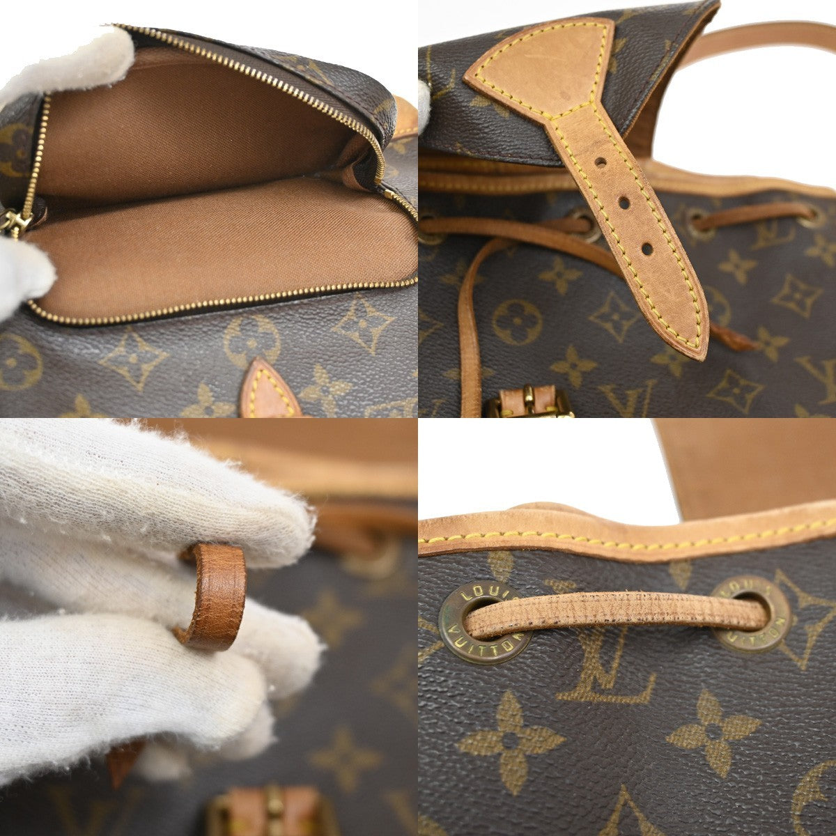 LOUIS VUITTON Montsouris MM Backpack Bag Monogram Leather Brown M51136 18DA238