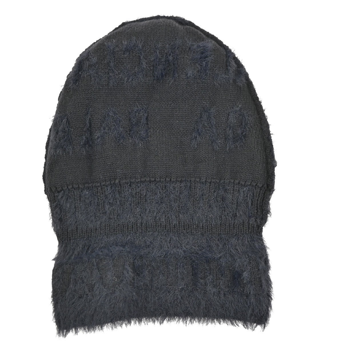 BALENCIAGA LOGO Knit Cap Onesize 55/61 Nylon Wool Fur Black 66RL700
