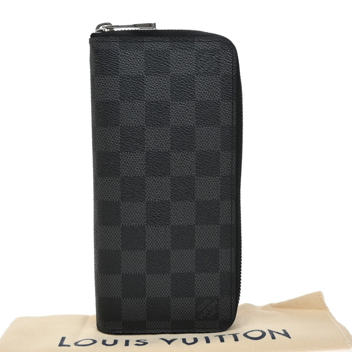 LOUIS VUITTON Long Zippy Wallet Vertical Damier Graphite Leather N63095 83KB339