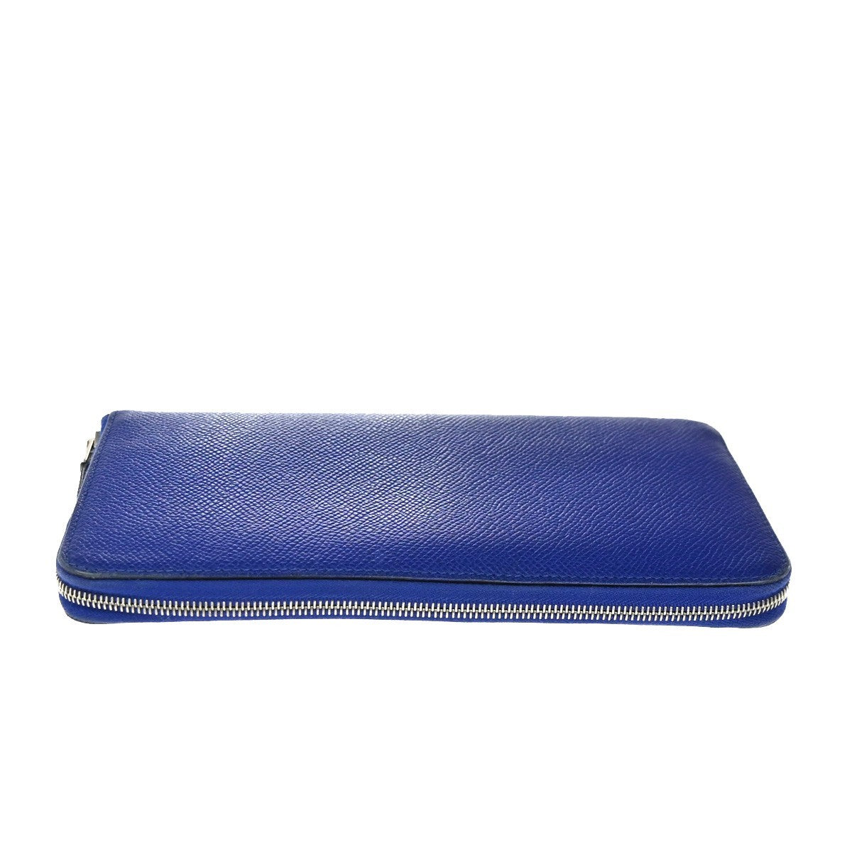 HERMES Azap Classique Long Zipper Wallet Silk In Epsom Leather Blue SHW 36RP162