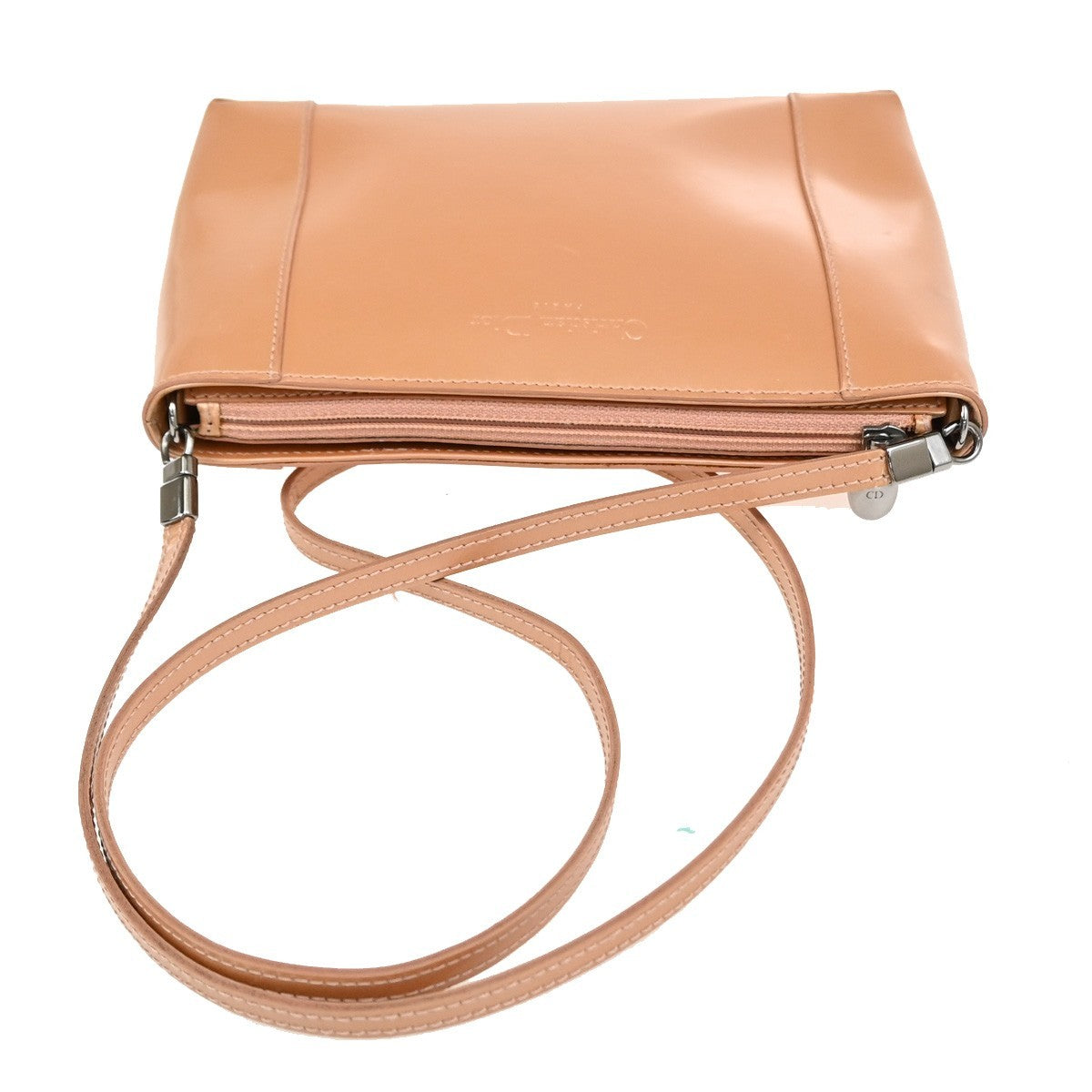 CHRISTIAN DIOR  Crossbody Shoulder Bag Patent Leather Beige SHW Italy 05CA914