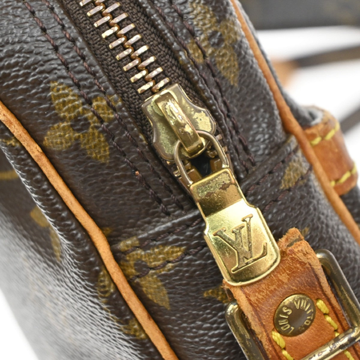 LOUIS VUITTON Danube Shoulder Bag Monogram Leather Brown France M45266 09SA039