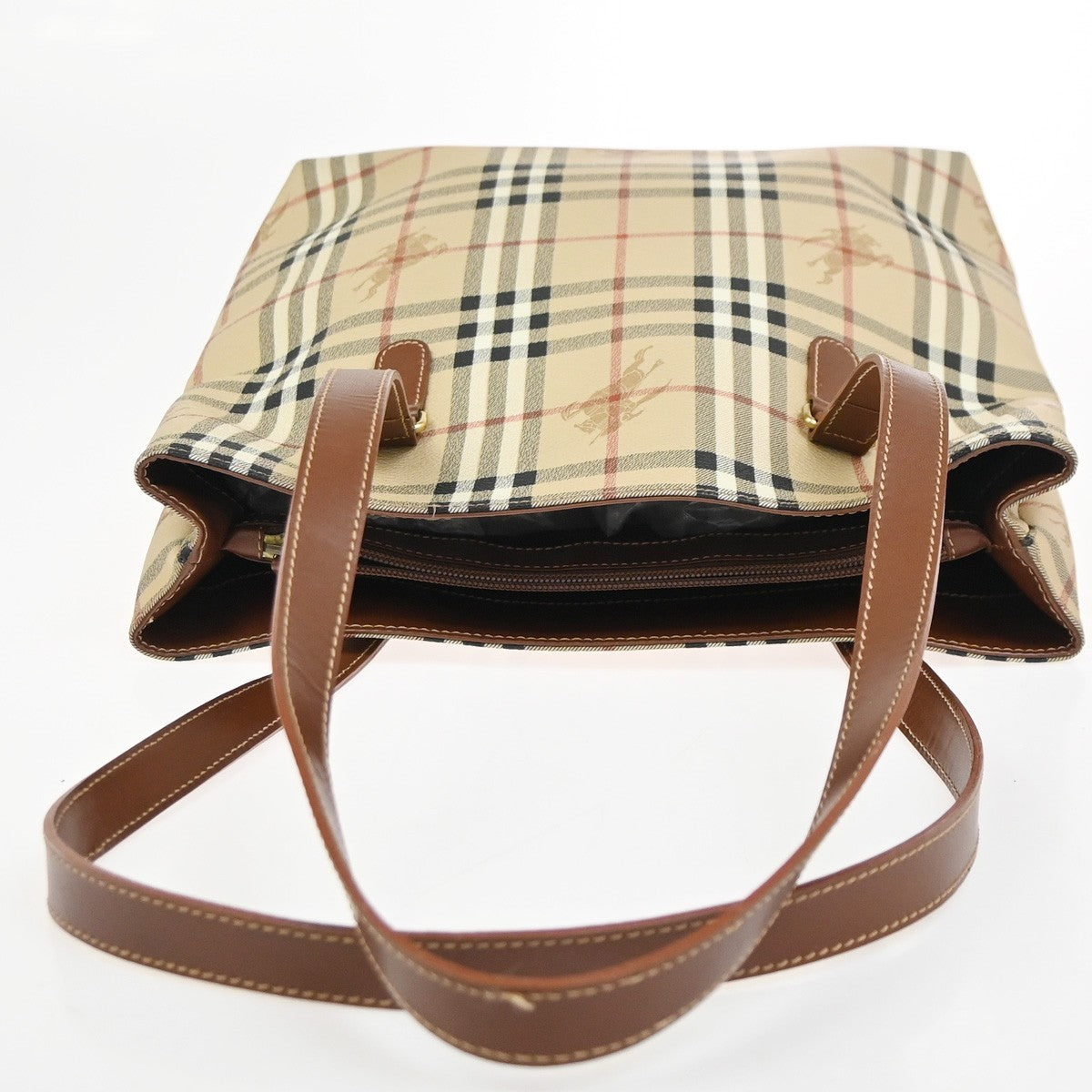 BURBERRY Nova Check Shoulder Bag PVC Leather Brown Beige GHW Italy 31KD012