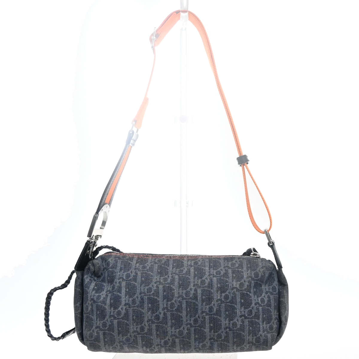 CHRISTIAN DIOR Trotter Flight Line Shoulder Bag Denim Canvas Leather BE 41RL890
