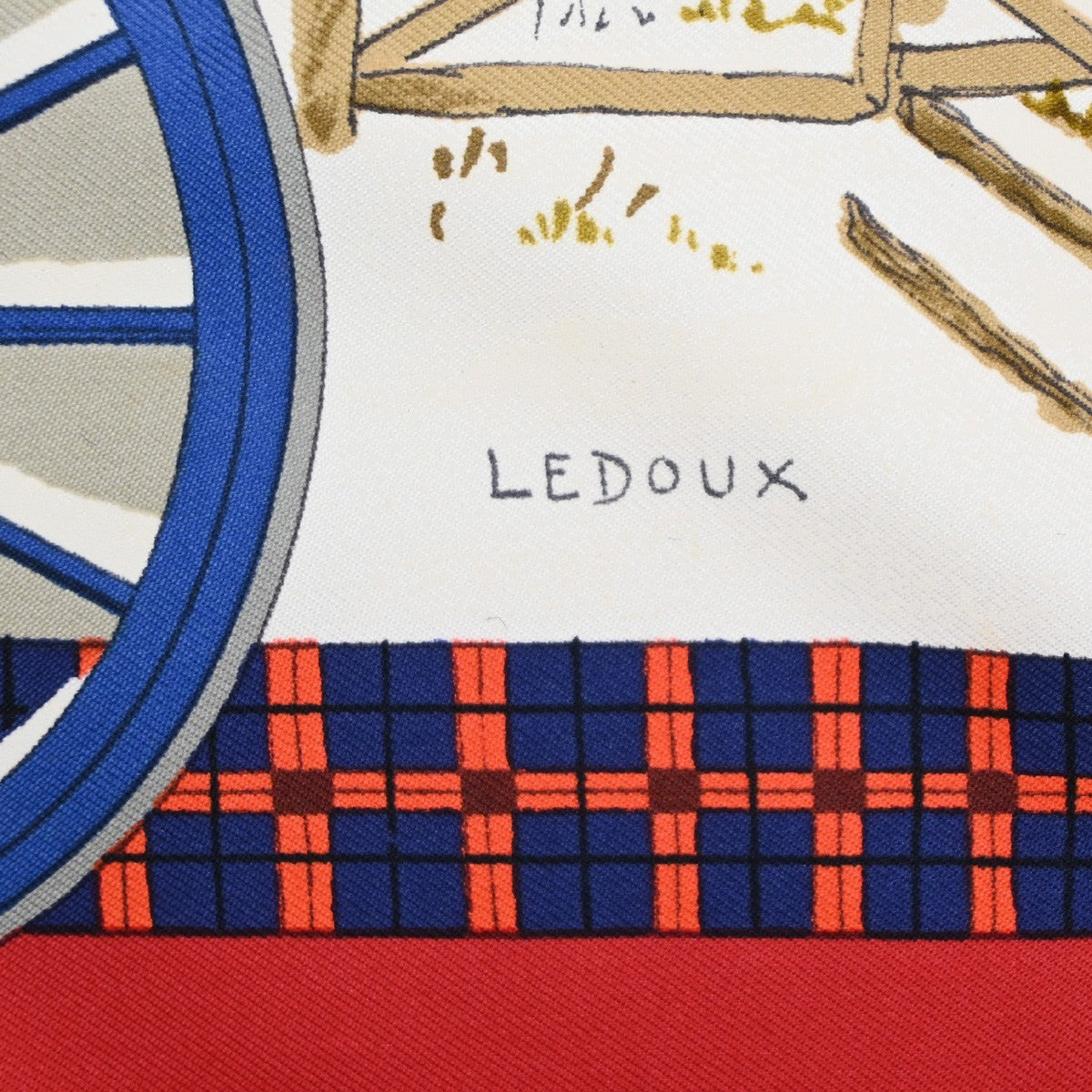 HERMES XL Carre l'Hiver en Poste Ledoux Scarf 100% Silk Red White 63RL907