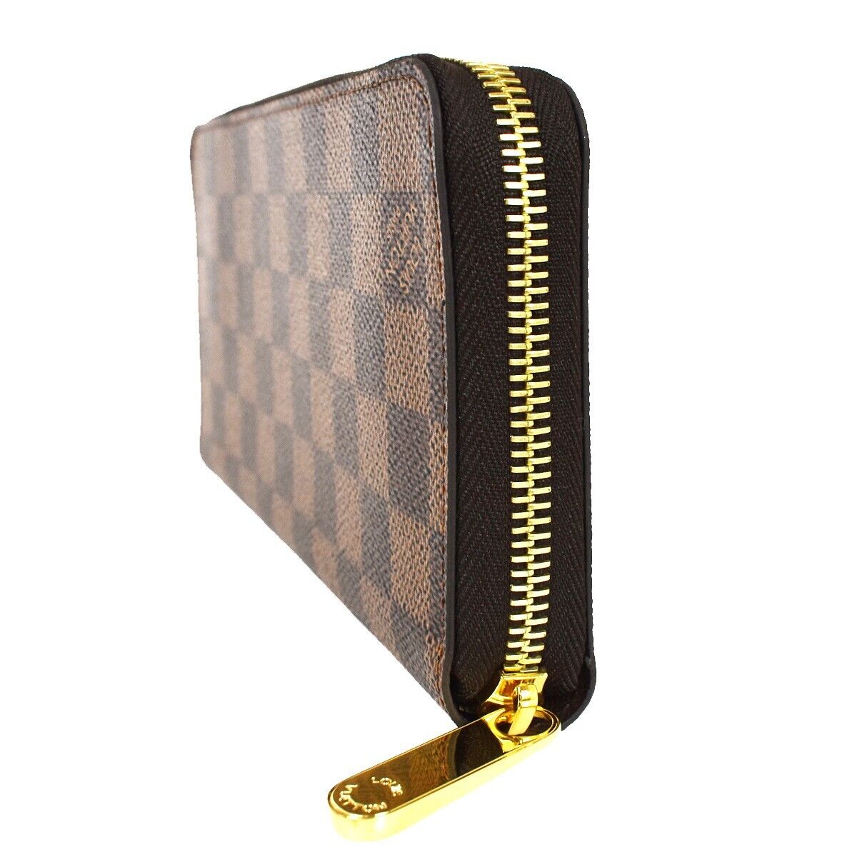 LOUIS VUITTON Zippy Wallet Long Bifold Purse Damier Leather Brown N60015 58RH687