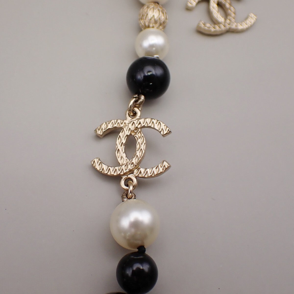 CHANEL CC Chain Pendant Necklace Imitation Pearl Beads A16B BK WE Gold 15RK811