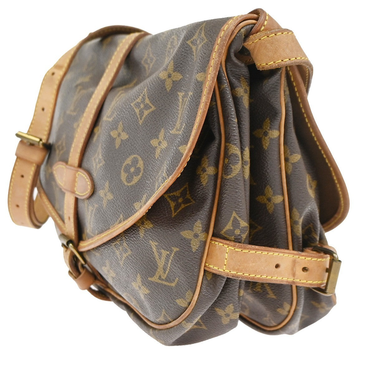 LOUIS VUITTON Logo Saumur 30 Shoulder Bag Monogram Leather Brown M42256 82CA792